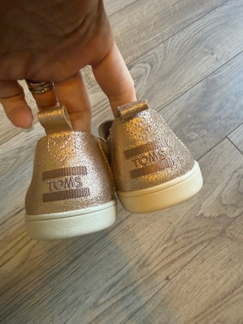 New Nwot Toms Rose Gold Leather Deconstructed Alpargatas Shoes - Picture 7 of 8